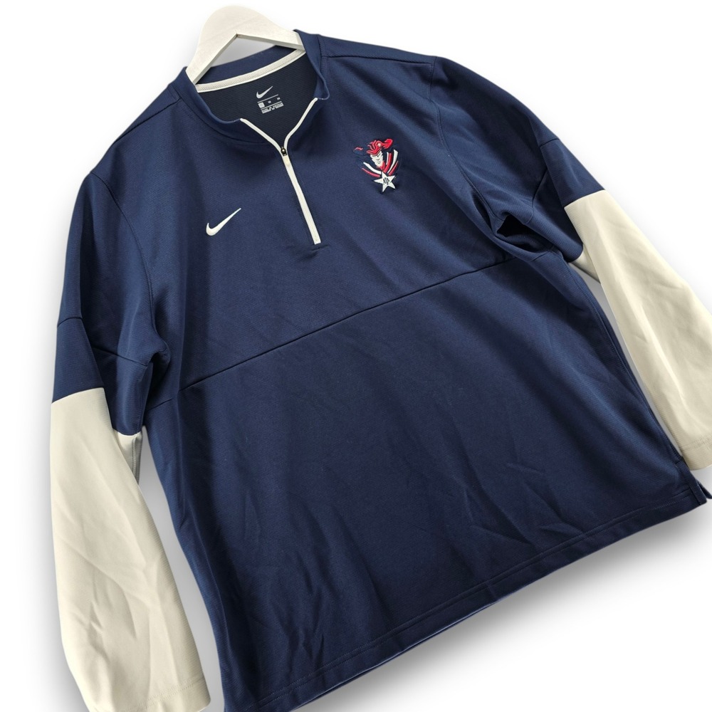 Nike Mens XL Navy Blue Quarter Zip Pullover ALA Patriots Polyester Colorblock